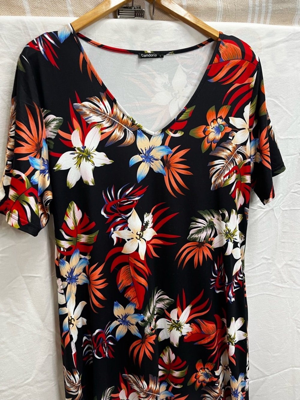 Floral V-Neck Black Maxi Dress with Side Slit - Picture 9 of 12